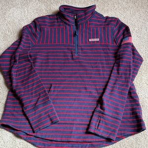 Vineyard Vines Navy Pullover with Red Stripes